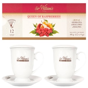 Sir William's Royal Queen of Raspberries 12x4g i 2 kubki 400 ml ze spodkami i wieczkami