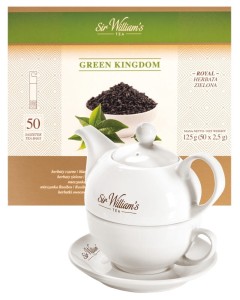 Sir William's Royal Green Kingdom 50x2,5g i dzbanek 350 ml z porcelany