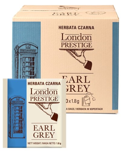 London Prestige Earl Grey - 1000 saszetek czarnej herbaty z aromatem bergamoty - w osobnych kopertach - dla biznesu