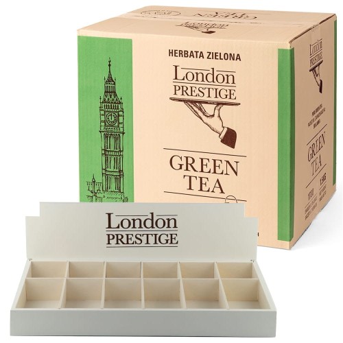 London Prestige Green Tea 1000 saszetek i pojemny drewniany ekspozytor do herbat