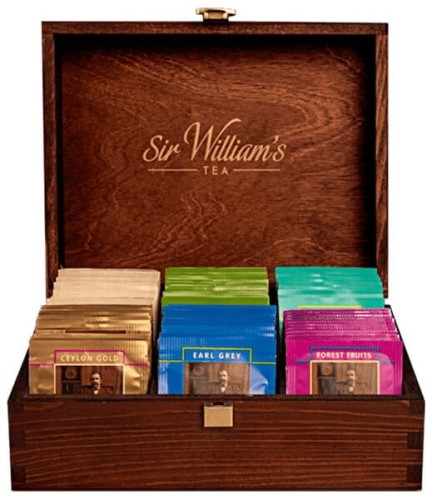 Sir William's Tea skrzynka 90 herbat z przodu.jpg